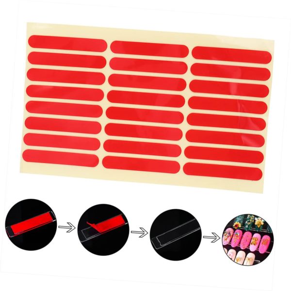 1 Sheets Shear- Double-Sided Adhesive Tape for Nail Art, Press-On Nails, Red, 6.2x1x0.1cm