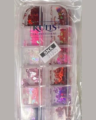 Kulis 12-Grid Holographic Mylar Case - Hearts and Mixed Shapes