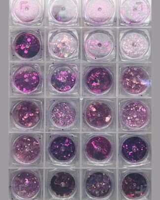 Glitter and Mylars 24-Grid Tray - Magenta and Pink