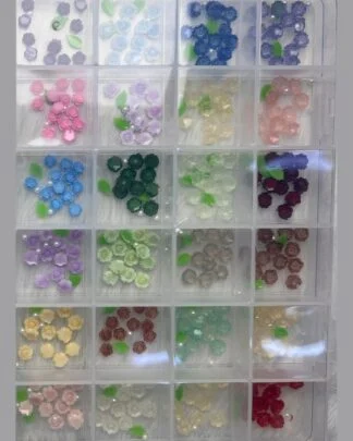 Nail Charms 24-Grid Box - Multicolour Flowers and Gems