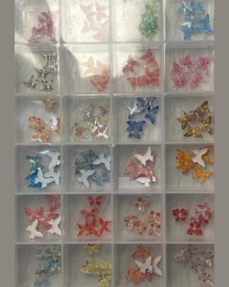 Nail Charms 24-Grid Box - Butterflies Multicolour