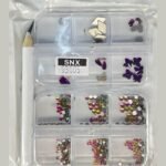 Nail Rhinestone and Charm Box 4-Grid – Multicolour and Purple – SNX Nails
