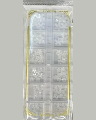 White Flowers Nail Charms 12-Grid Case