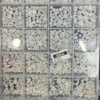 White Pearl and Flower Nail Charms Box