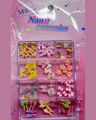 M&Co Nail Accessories Box 12 Grid – Yellow Orange Mix – SNX Nails