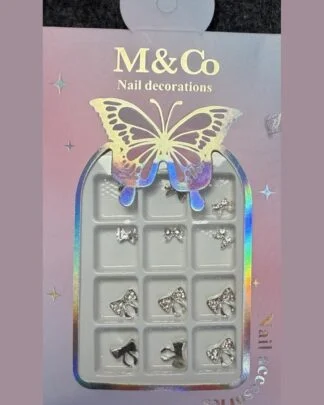 M&Co Nail Decorations Silver Bow Charms 12 pcs – SNX Nails