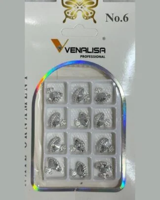 Venalisa Nail Ornament No.6 Silver Crystal Wing Charms 12 pcs