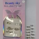 Beauty Sky Crystal Bow Nail Charms – Gold and Silver Mix with Hearts – SNX Nails