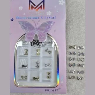 MC MEE Decorations Crystal Bows - Pearl and Silver