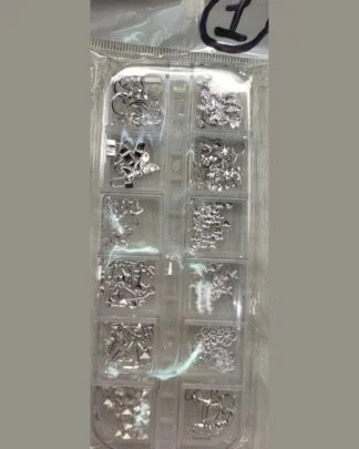 Metal Charms 12 Grid Box Silver