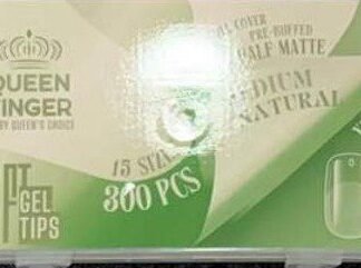 Queen Finger Soft Gel Tips Medium Natural Pre-Buffed Half Matte 300 Pcs