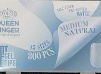 Queen Finger Soft Gel Tips Medium Natural Pre-Buffed Matte 300 Pcs