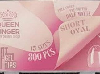Queen Finger Soft Gel Tips Short Oval Pre-Buffed Half Matte 300 Pcs