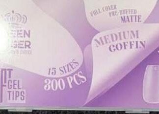 Queen Finger Soft Gel Tips Medium Coffin Pre-Buffed Matte 300 Pcs