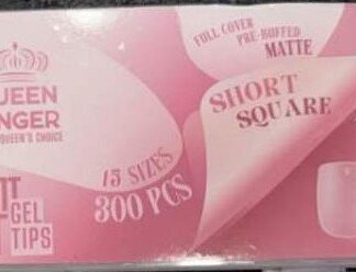 Queen Finger Soft Gel Tips Short Square Pre-Buffed Matte 300 Pcs