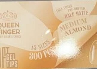 Queen Finger Soft Gel Tips Medium Almond Pre-Buffed Half Matte 300 Pcs