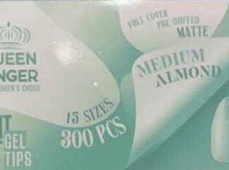 Queen Finger Soft Gel Tips Medium Almond Pre-Buffed Matte 300 Pcs