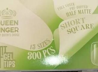 Queen Finger Soft Gel Tips Short Square Pre-Buffed Half Matte 300 Pcs