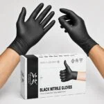 Black nitrile examination gloves, box of 100