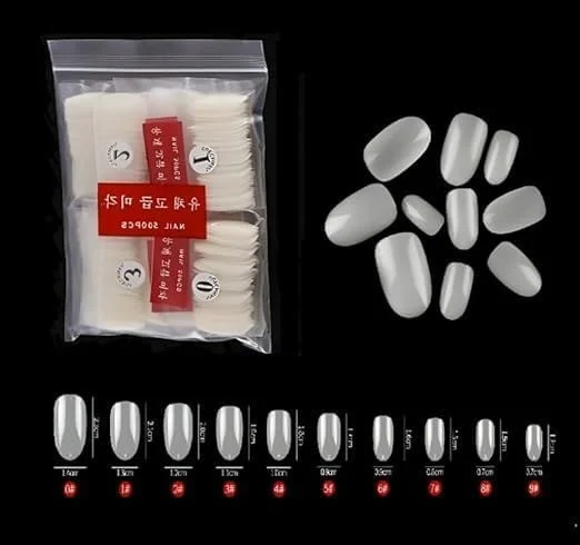 Short Oval Nail Tips - Natural (500 pcs) - Image 3